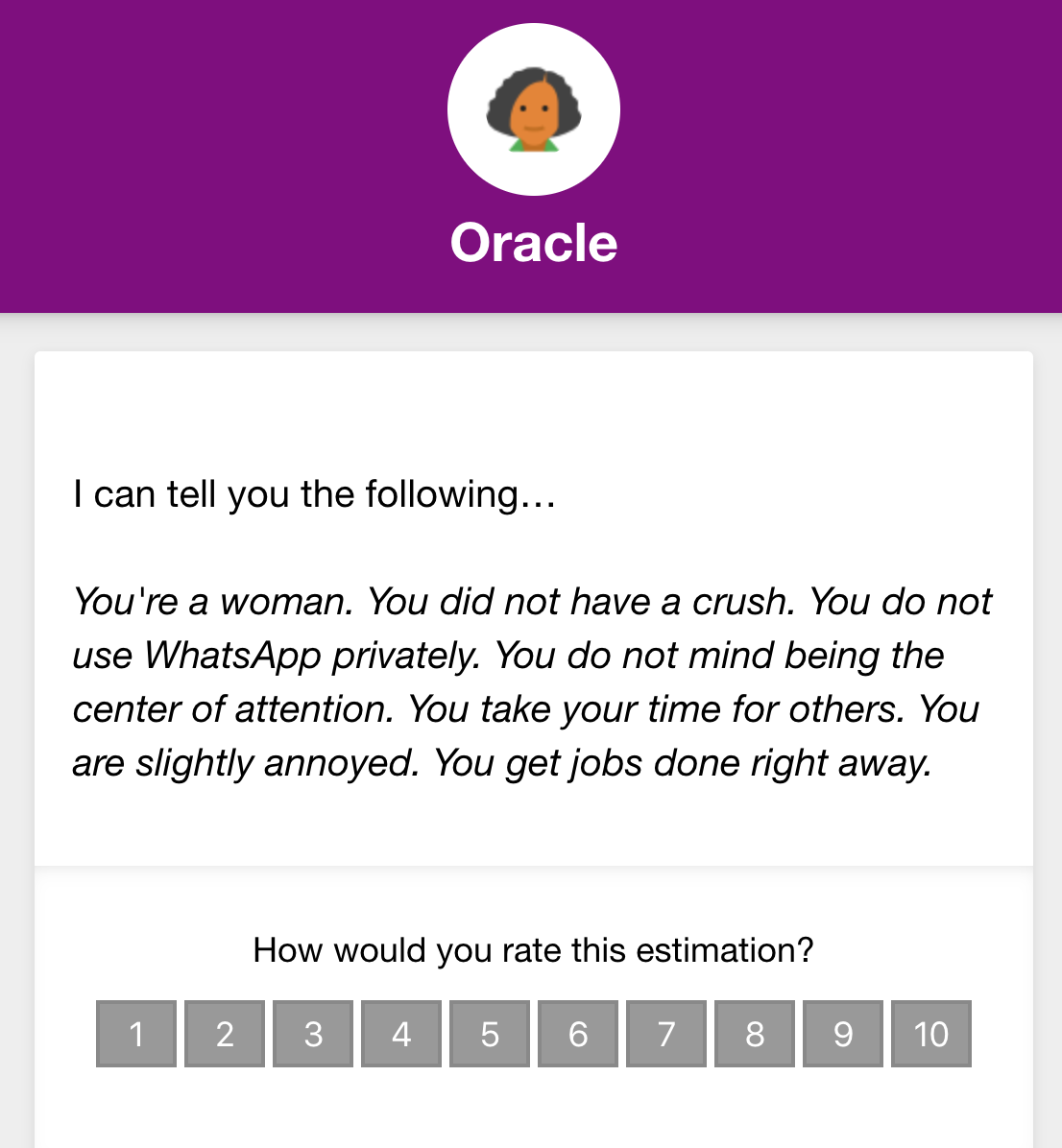 Output of the Oracle